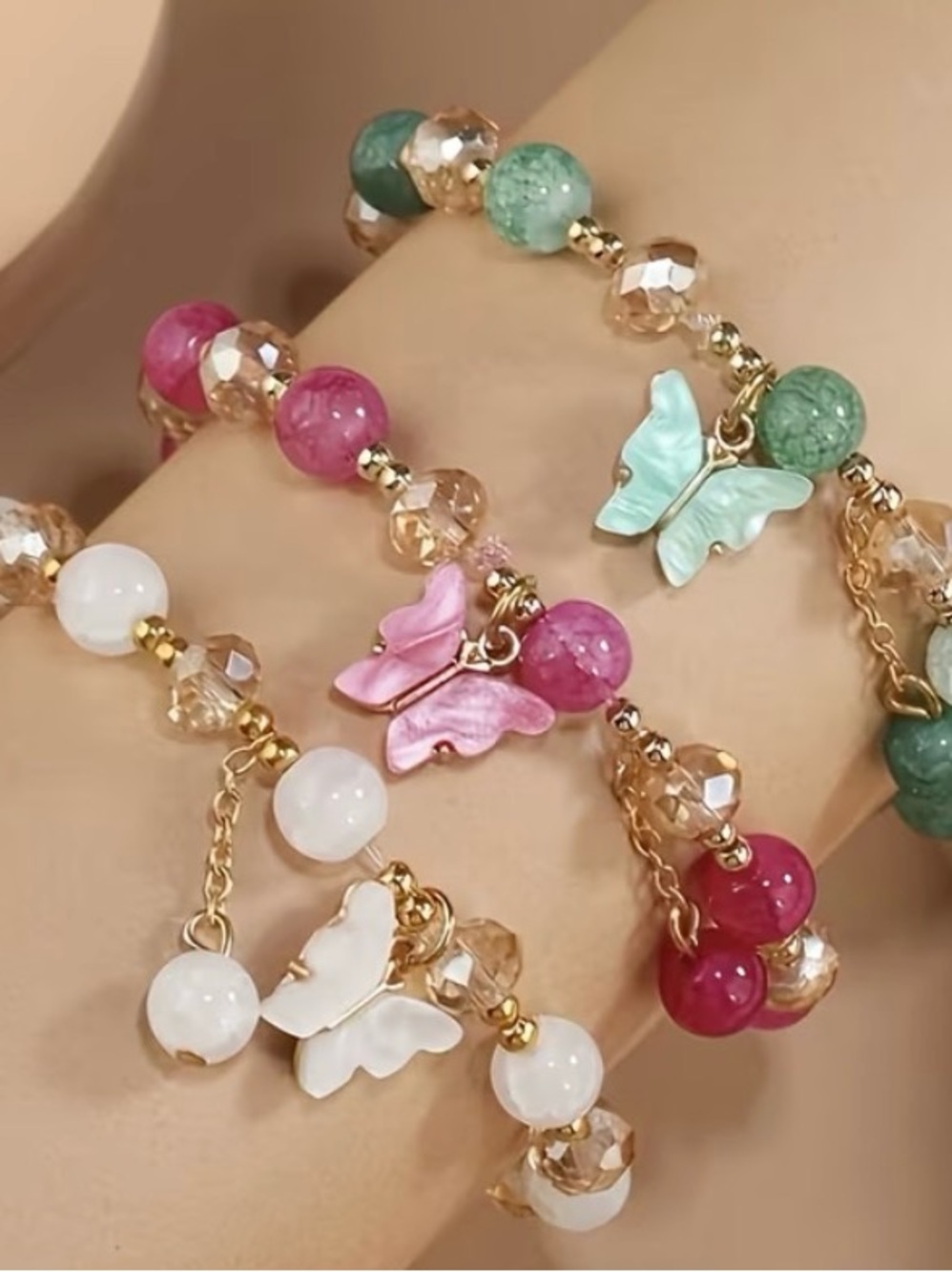 ✨3pcs Bohemian Style Butterfly Glass Bead Bracelets